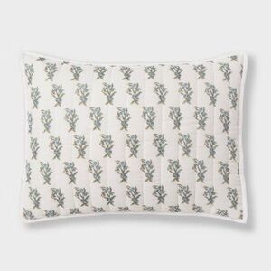 Standard Voile Woodblock Printed Quilt Sham Ivory - Threshold